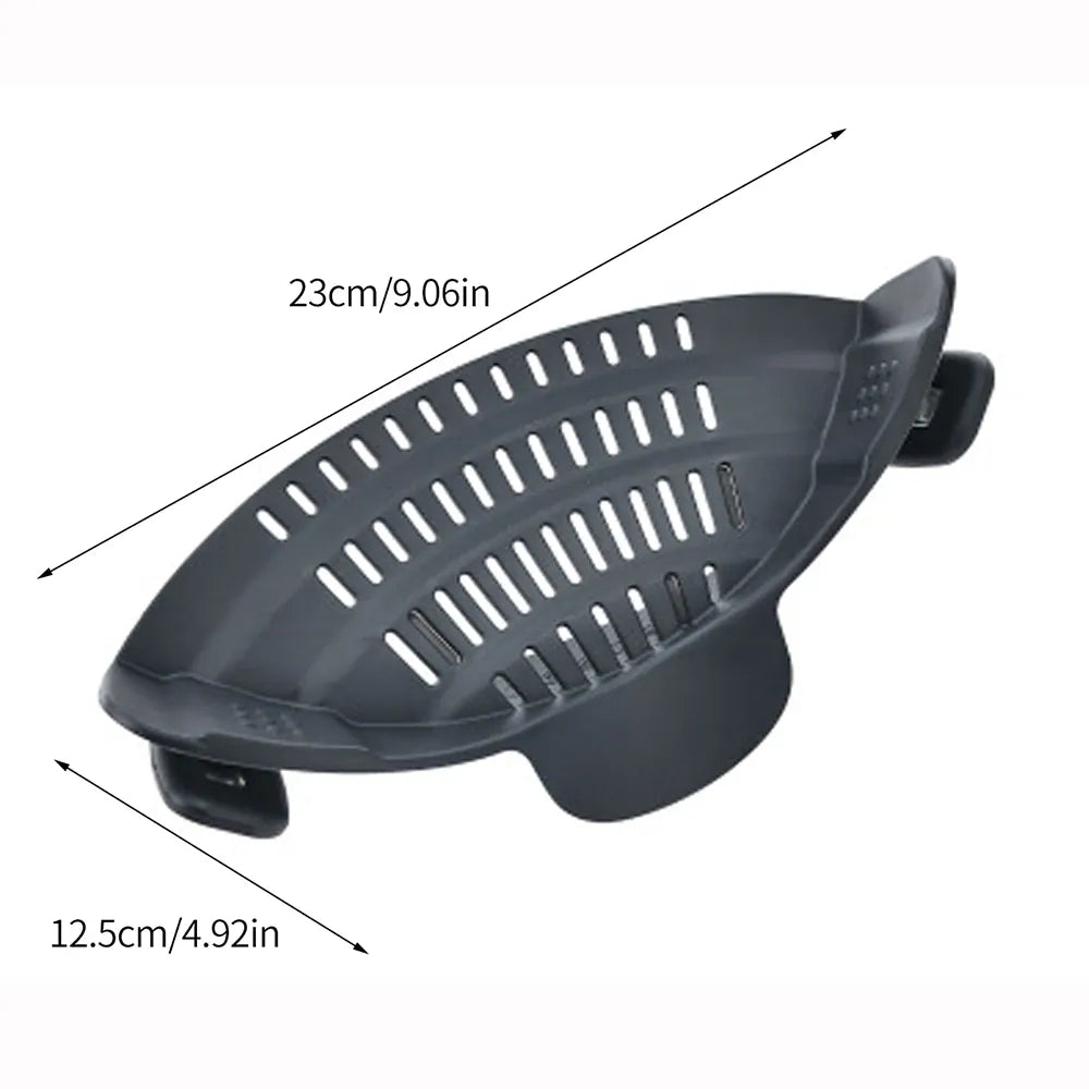Essentials House Silicone Kitchen Strainer Clip On Pots and Pans Drain Rack Pasta Noodle Vegetable Fruit Strainer Colander