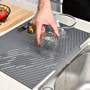 Essentials House grey / 37 26cm Kitchen Dish Drying Silicone Mat Raised Stripes Outlet Design Countertop Sink Draining Pad