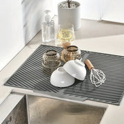 Essentials House grey / 37 26cm Kitchen Dish Drying Silicone Mat Raised Stripes Outlet Design Countertop Sink Draining Pad