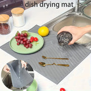 Essentials House grey / 37 26cm Kitchen Dish Drying Silicone Mat Raised Stripes Outlet Design Countertop Sink Draining Pad