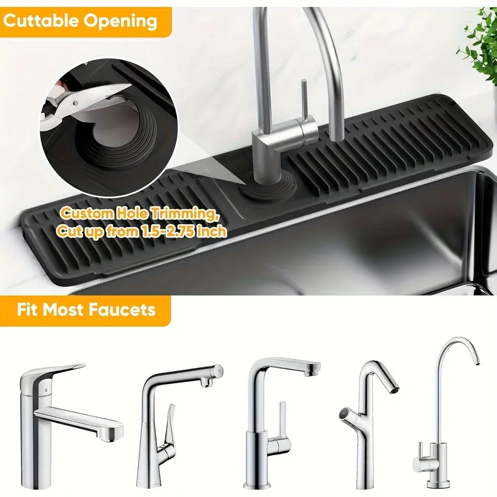 Essentials House Kitchen Sink Splash Guard with 7° Slope Design,Quick Drain, Snap-On Fixation,Splash Catcher for Kitchen &