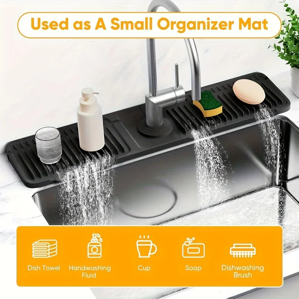 Essentials House Kitchen Sink Splash Guard with 7° Slope Design,Quick Drain, Snap-On Fixation,Splash Catcher for Kitchen &