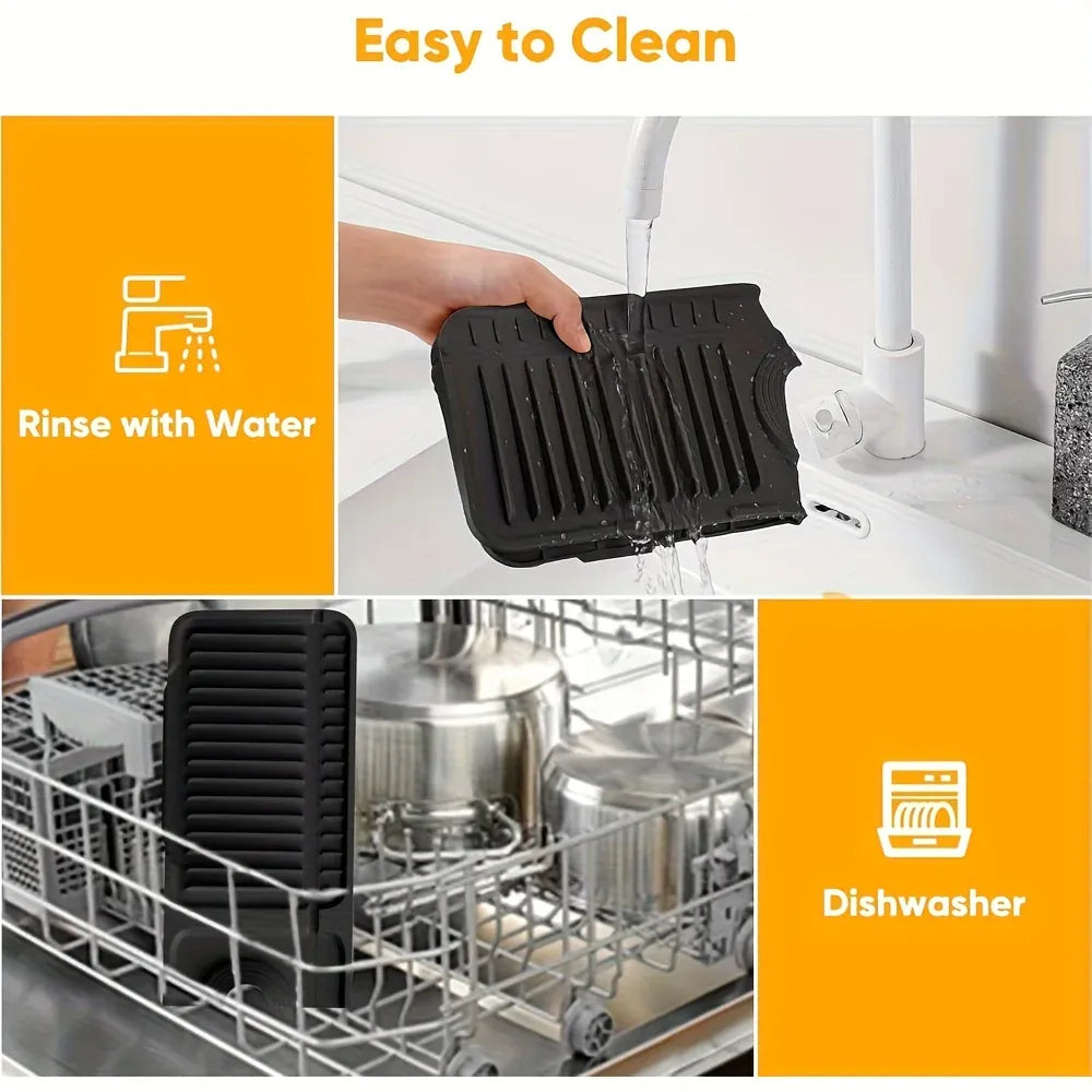Essentials House Kitchen Sink Splash Guard with 7° Slope Design,Quick Drain, Snap-On Fixation,Splash Catcher for Kitchen &