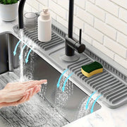 Essentials House Grey Kitchen Sink Splash Guard with 7° Slope Design,Quick Drain, Snap-On Fixation,Splash Catcher for Kitchen