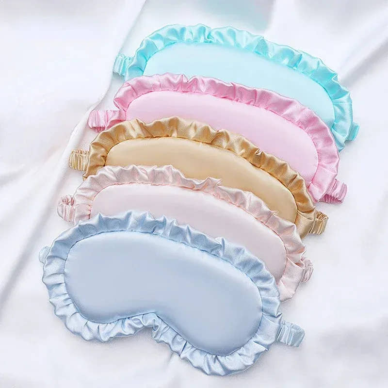 Essentials House Silk Ruffle Sleep Eye Mask Soft Sleeping Eye Covers Multicolor Night Dream Blackout Eye Patches for Woman