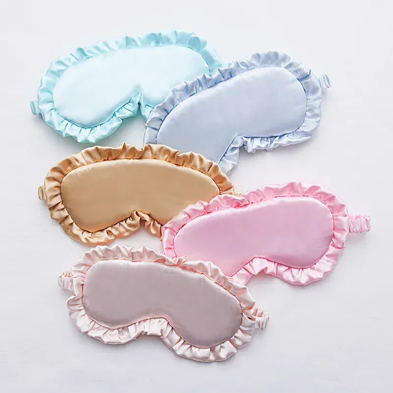 Essentials House Silk Ruffle Sleep Eye Mask Soft Sleeping Eye Covers Multicolor Night Dream Blackout Eye Patches for Woman