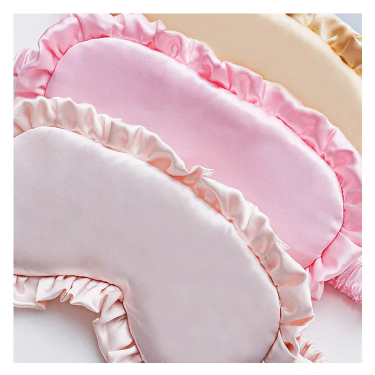 Essentials House Silk Ruffle Sleep Eye Mask Soft Sleeping Eye Covers Multicolor Night Dream Blackout Eye Patches for Woman