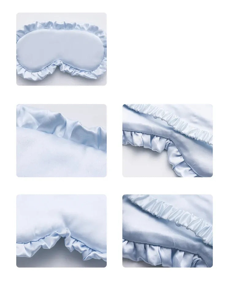 Essentials House Silk Ruffle Sleep Eye Mask Soft Sleeping Eye Covers Multicolor Night Dream Blackout Eye Patches for Woman
