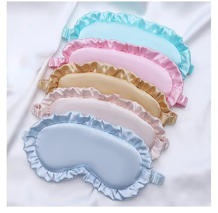 Essentials House Silk Ruffle Sleep Eye Mask Soft Sleeping Eye Covers Multicolor Night Dream Blackout Eye Patches for Woman