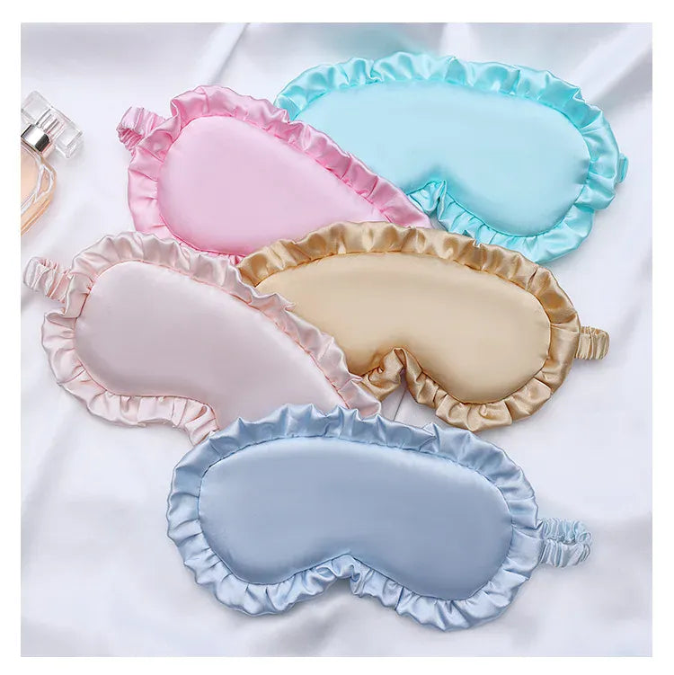 Essentials House Silk Ruffle Sleep Eye Mask Soft Sleeping Eye Covers Multicolor Night Dream Blackout Eye Patches for Woman