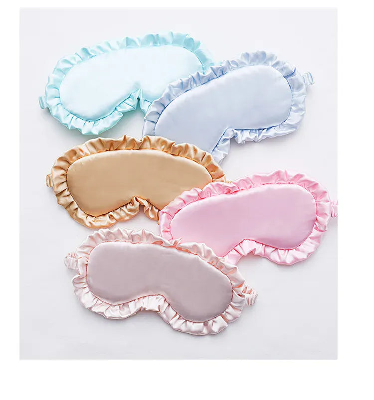 Essentials House Silk Ruffle Sleep Eye Mask Soft Sleeping Eye Covers Multicolor Night Dream Blackout Eye Patches for Woman