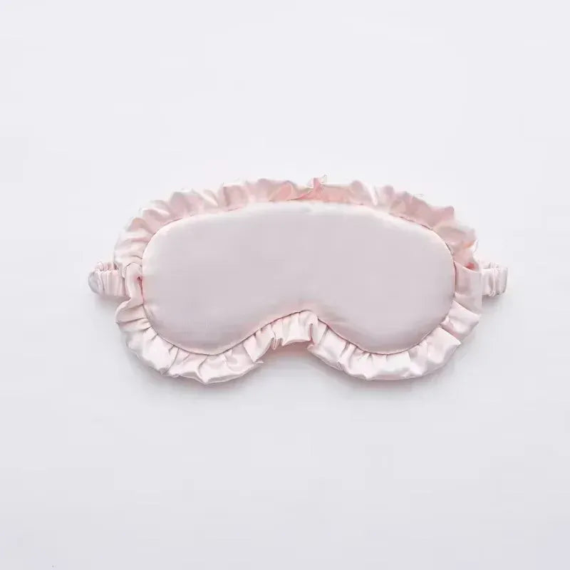 Essentials House Light pink Silk Ruffle Sleep Eye Mask Soft Sleeping Eye Covers Multicolor Night Dream Blackout Eye Patches