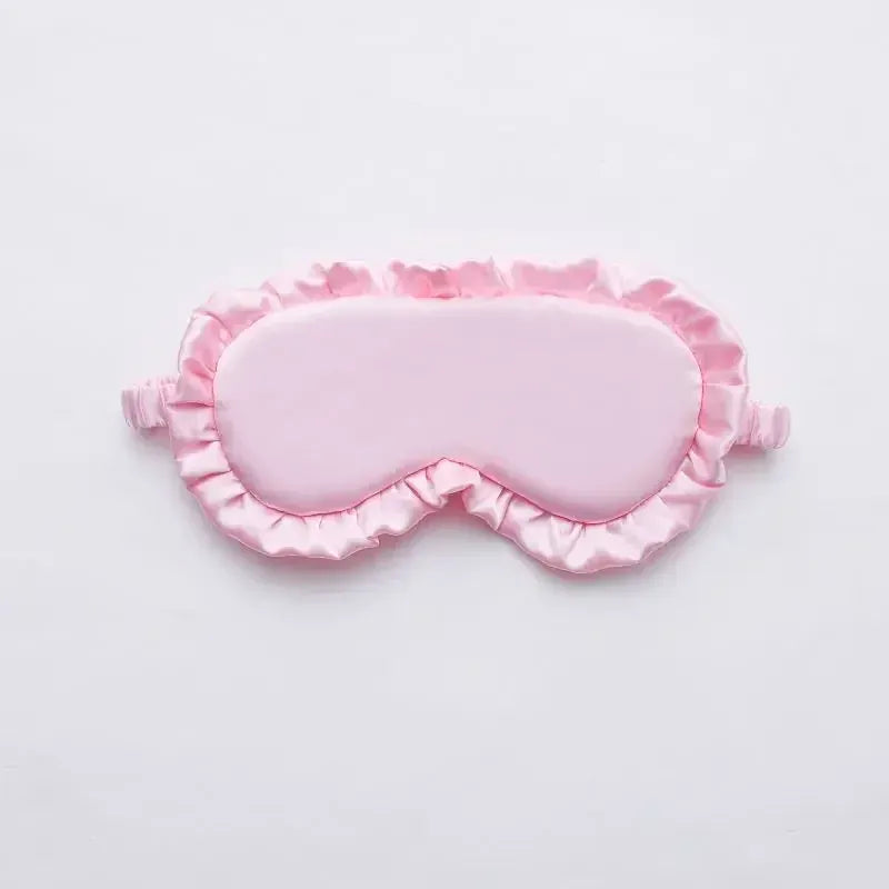 Essentials House Pink Silk Ruffle Sleep Eye Mask Soft Sleeping Eye Covers Multicolor Night Dream Blackout Eye Patches