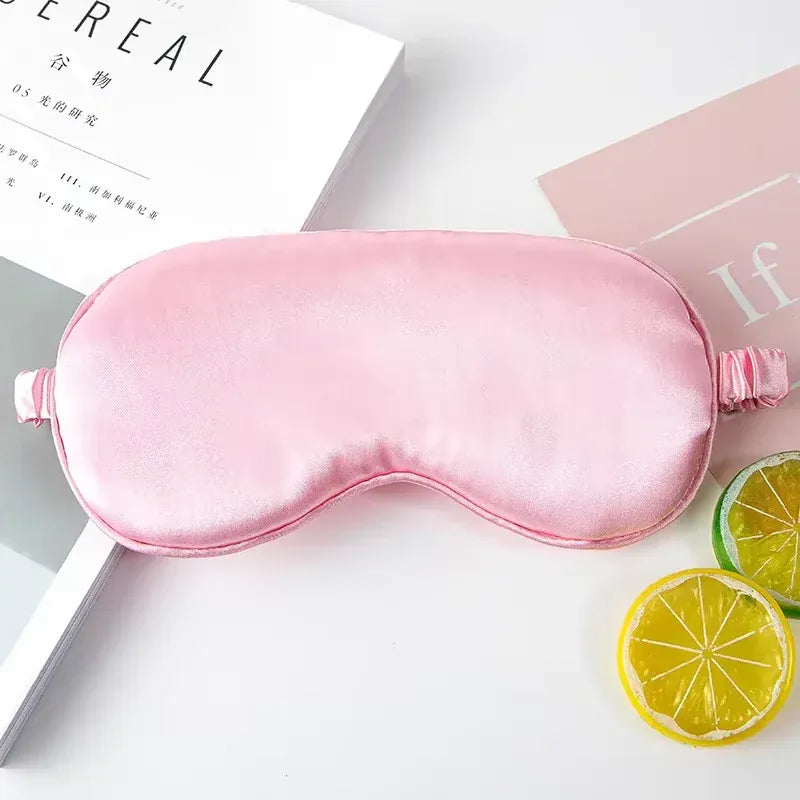 Essentials House Pink-B Silk Ruffle Sleep Eye Mask Soft Sleeping Eye Covers Multicolor Night Dream Blackout Eye Patches