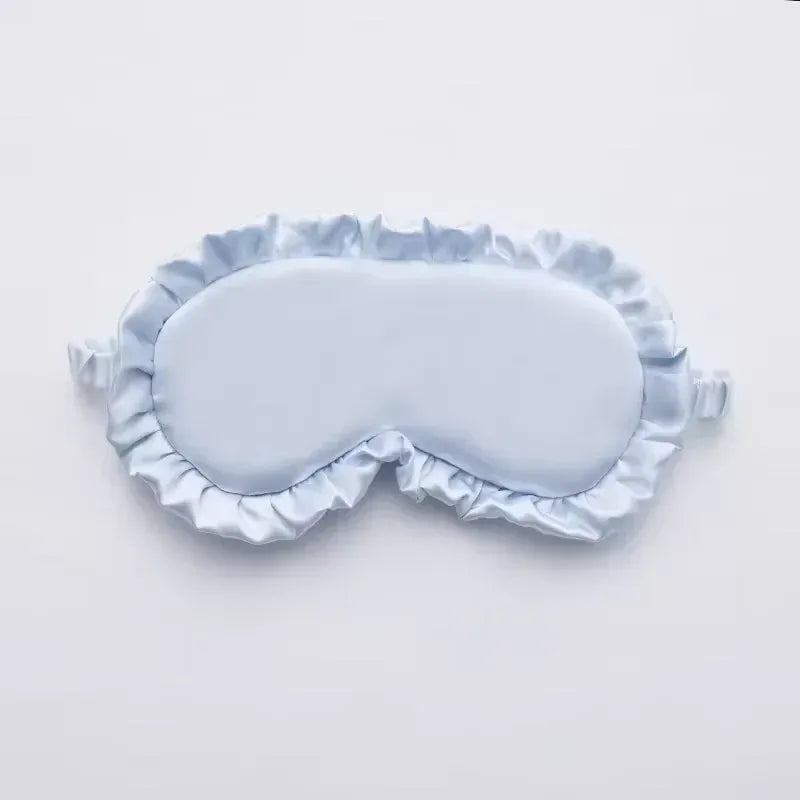 Essentials House Blue Silk Ruffle Sleep Eye Mask Soft Sleeping Eye Covers Multicolor Night Dream Blackout Eye Patches