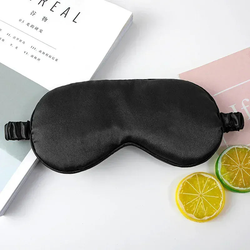 Essentials House Black-B Silk Ruffle Sleep Eye Mask Soft Sleeping Eye Covers Multicolor Night Dream Blackout Eye Patches