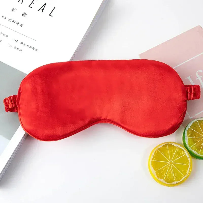 Essentials House Red-B Silk Ruffle Sleep Eye Mask Soft Sleeping Eye Covers Multicolor Night Dream Blackout Eye Patches