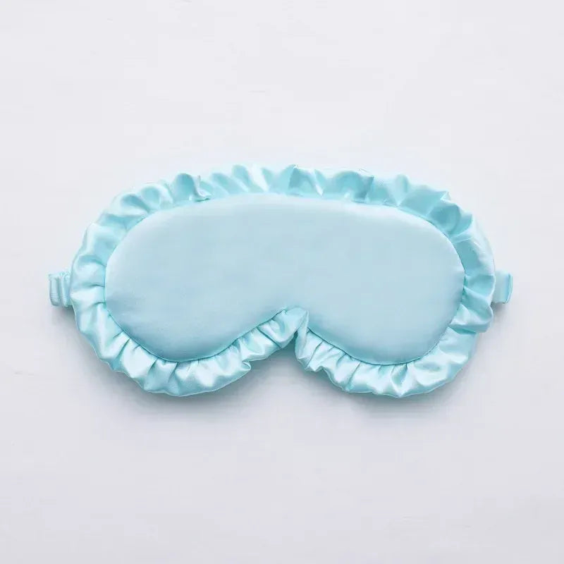 Essentials House Fresh green Silk Ruffle Sleep Eye Mask Soft Sleeping Eye Covers Multicolor Night Dream Blackout Eye Patches