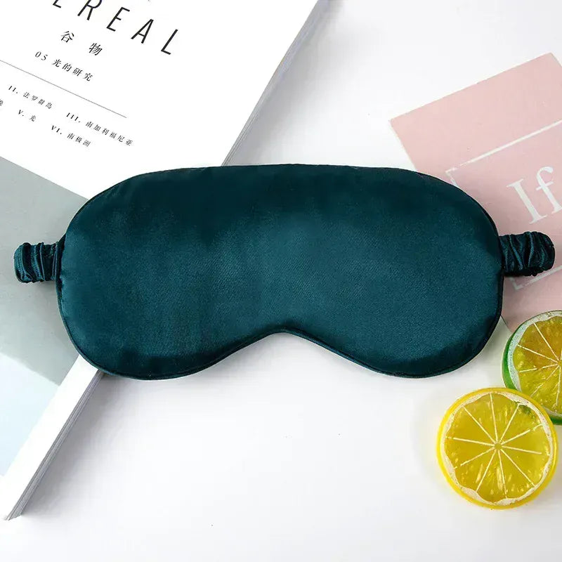 Essentials House Green-B Silk Ruffle Sleep Eye Mask Soft Sleeping Eye Covers Multicolor Night Dream Blackout Eye Patches