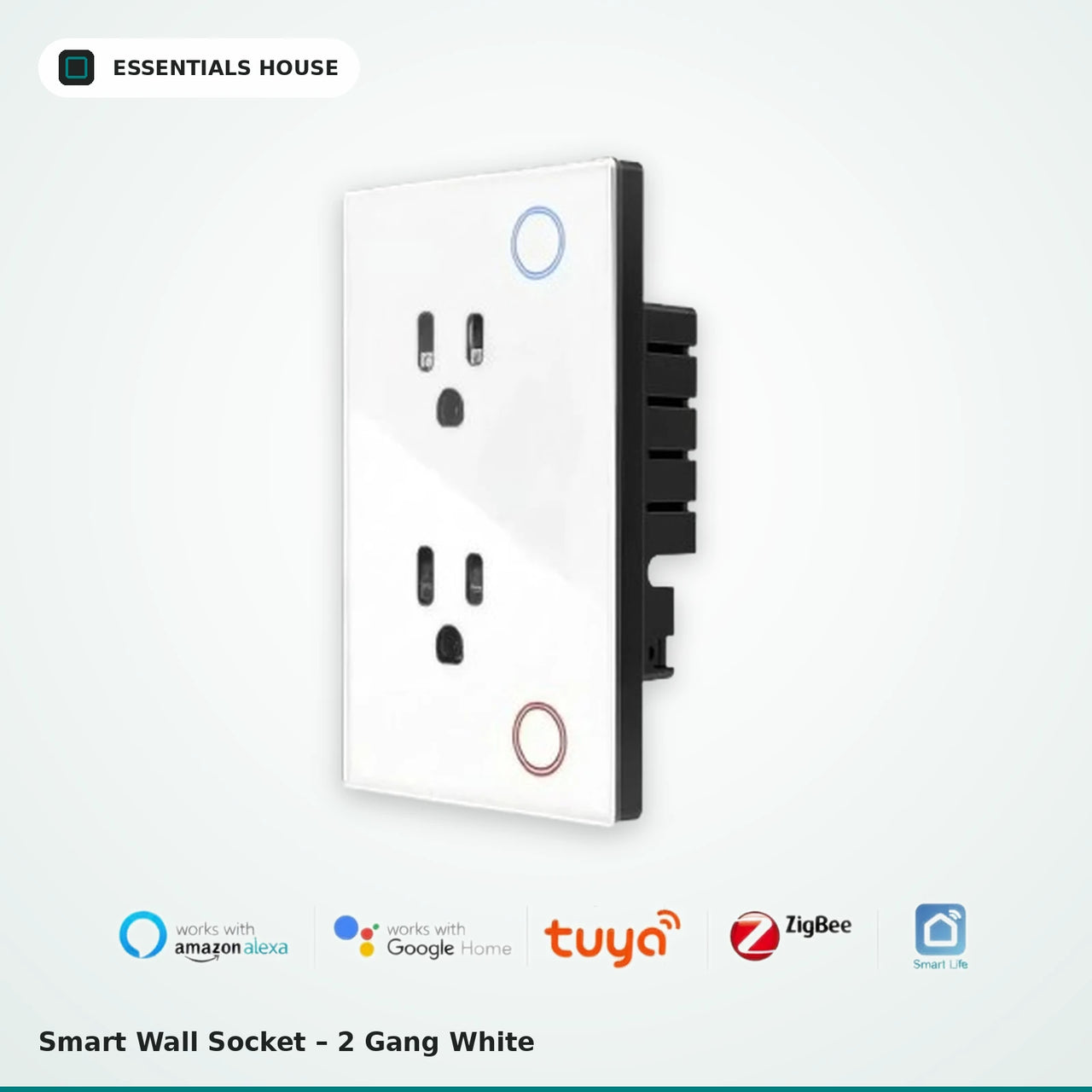 Tuya Zigbee Smart Wall Outlet in White - dual socket control