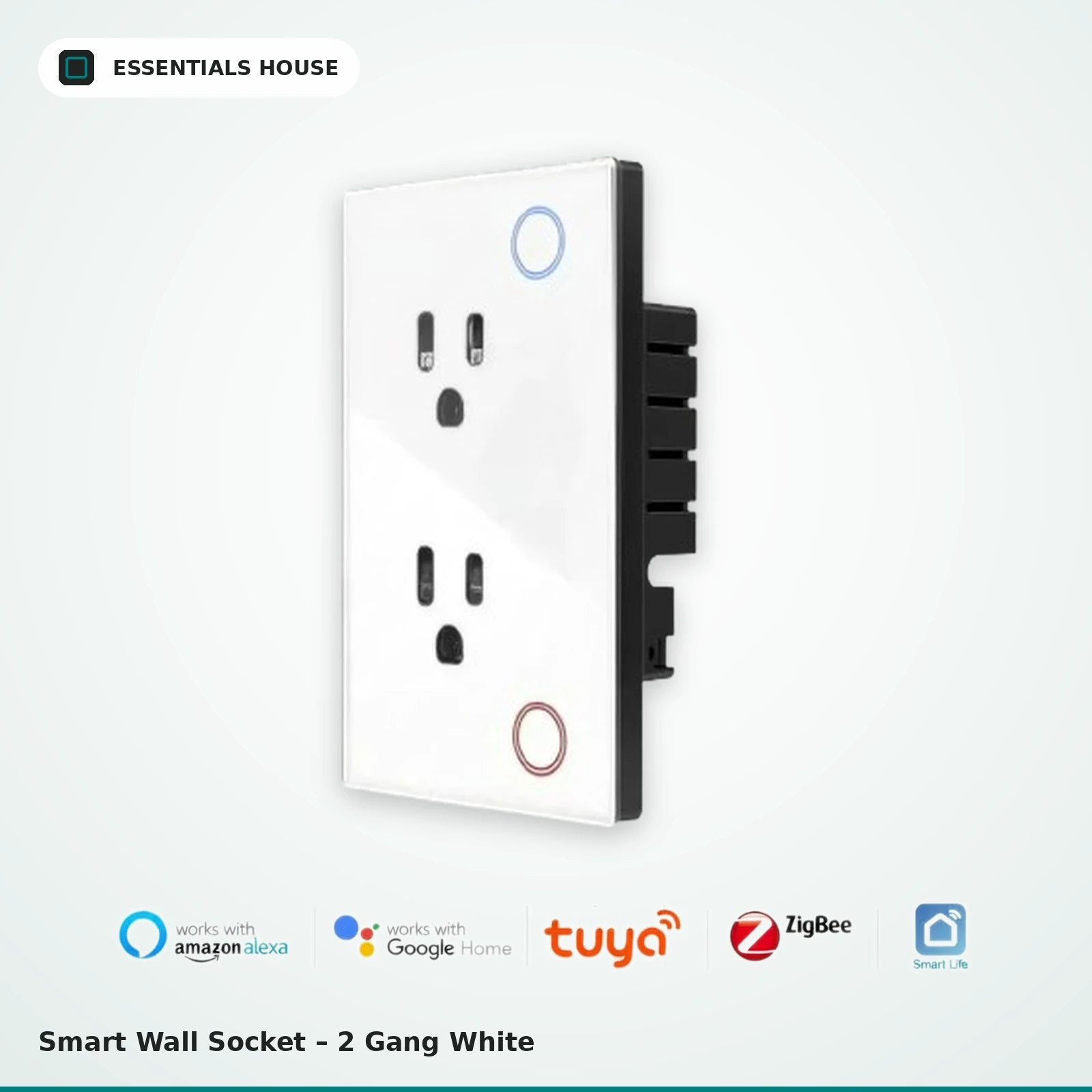 Tuya Zigbee Smart Wall Outlet in White - dual socket control