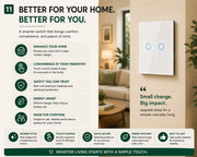 A promotional infographic for a modern minimalist wall switch