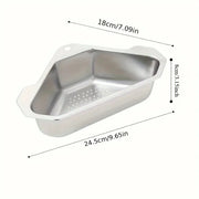 Essentials House 1Pcs Sink Drainer Basket Stainless Steel Triangle Sink Strainer for Hanging Soap Drain Rack Faucet Corner