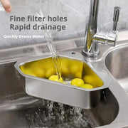 Essentials House 1Pcs Sink Drainer Basket Stainless Steel Triangle Sink Strainer for Hanging Soap Drain Rack Faucet Corner