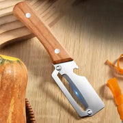 Essentials House Kitchen Peeler Stainless Steel Vegetable Peeler with Wooden Handle for Peeling and Slicing Fruits