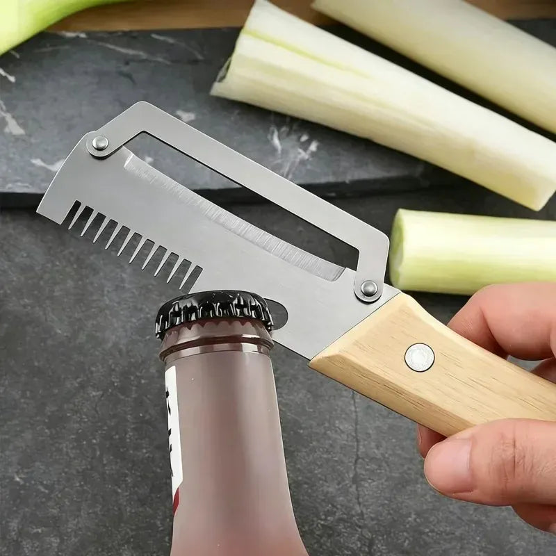 Essentials House Kitchen Peeler Stainless Steel Vegetable Peeler with Wooden Handle for Peeling and Slicing Fruits