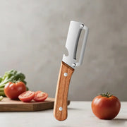 Essentials House 1pc-A Kitchen Peeler Stainless Steel Vegetable Peeler with Wooden Handle for Peeling and Slicing Fruits