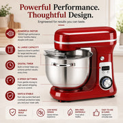 BioloMix 6L Stand Mixer in Red - powerful performance features