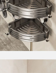 Alternate view of grey suction-cup corner shower basket