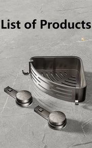Alternate view of grey suction-cup corner shower basket