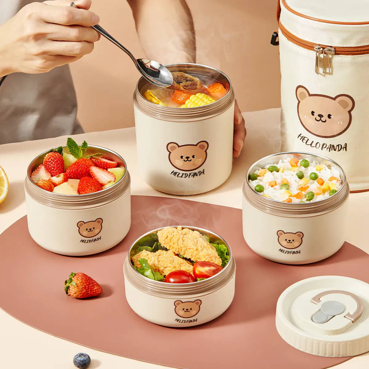 Essentials House Microwave Sealed 304 Stainless Steel Thermal Bento Lunch Box Large Capacity Cute Insulated Food Container