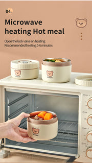 Essentials House Microwave Sealed 304 Stainless Steel Thermal Bento Lunch Box Large Capacity Cute Insulated Food Container