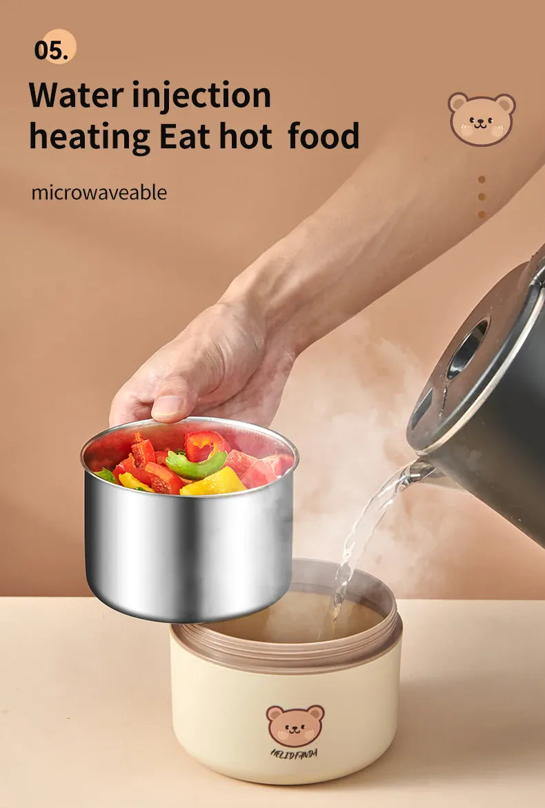 Essentials House Microwave Sealed 304 Stainless Steel Thermal Bento Lunch Box Large Capacity Cute Insulated Food Container