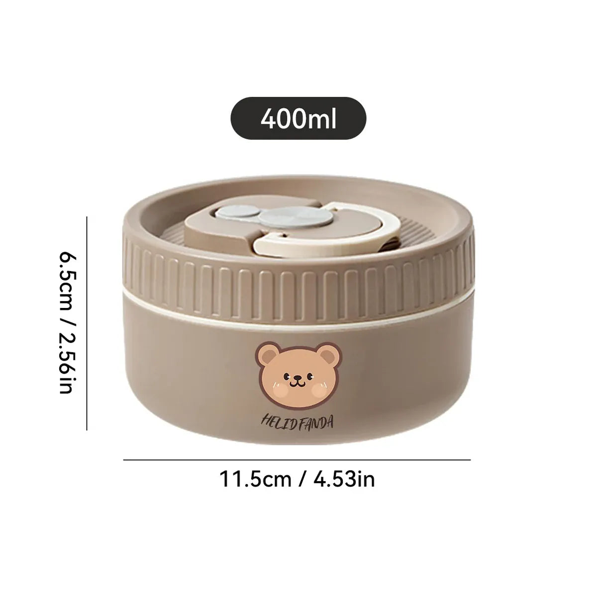 Essentials House Brown 400ML Microwave Sealed 304 Stainless Steel Thermal Bento Lunch Box Large Capacity Cute Insulated Food