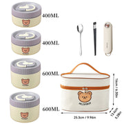Essentials House Purple 2000ML Microwave Sealed 304 Stainless Steel Thermal Bento Lunch Box Large Capacity Cute Insulated