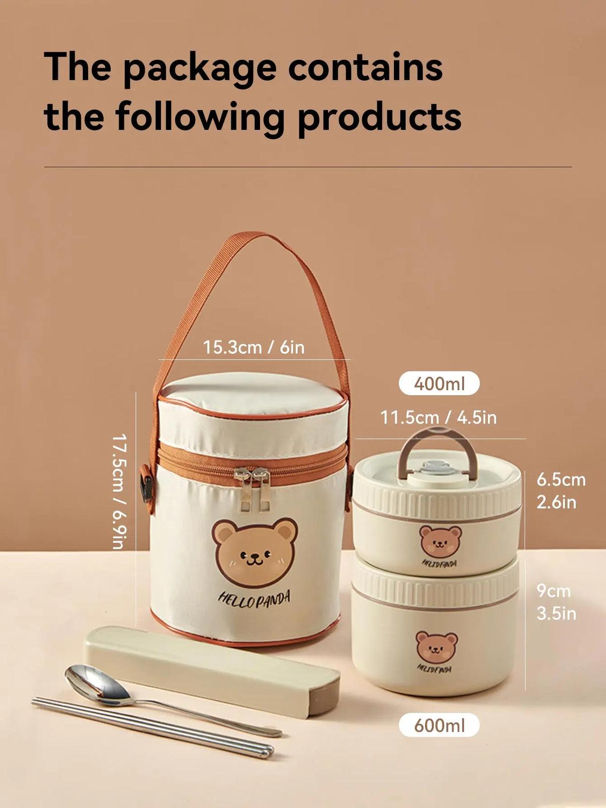 Essentials House Off White 1000ml Microwave Sealed 304 Stainless Steel Thermal Bento Lunch Box Large Capacity Cute Insulated