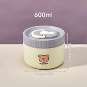 Essentials House Purple 600ml Microwave Sealed 304 Stainless Steel Thermal Bento Lunch Box Large Capacity Cute Insulated Food