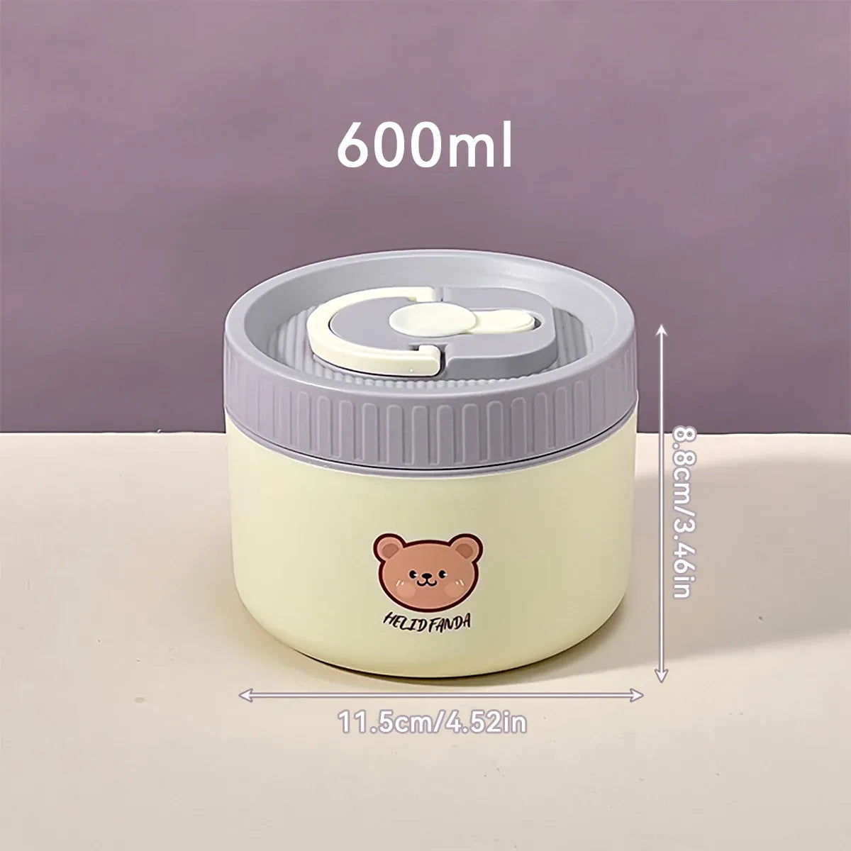 Essentials House Purple 600ml Microwave Sealed 304 Stainless Steel Thermal Bento Lunch Box Large Capacity Cute Insulated Food