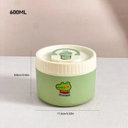 Essentials House Green 600ML Microwave Sealed 304 Stainless Steel Thermal Bento Lunch Box Large Capacity Cute Insulated Food