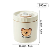 Essentials House Off White 800ml Microwave Sealed 304 Stainless Steel Thermal Bento Lunch Box Large Capacity Cute Insulated