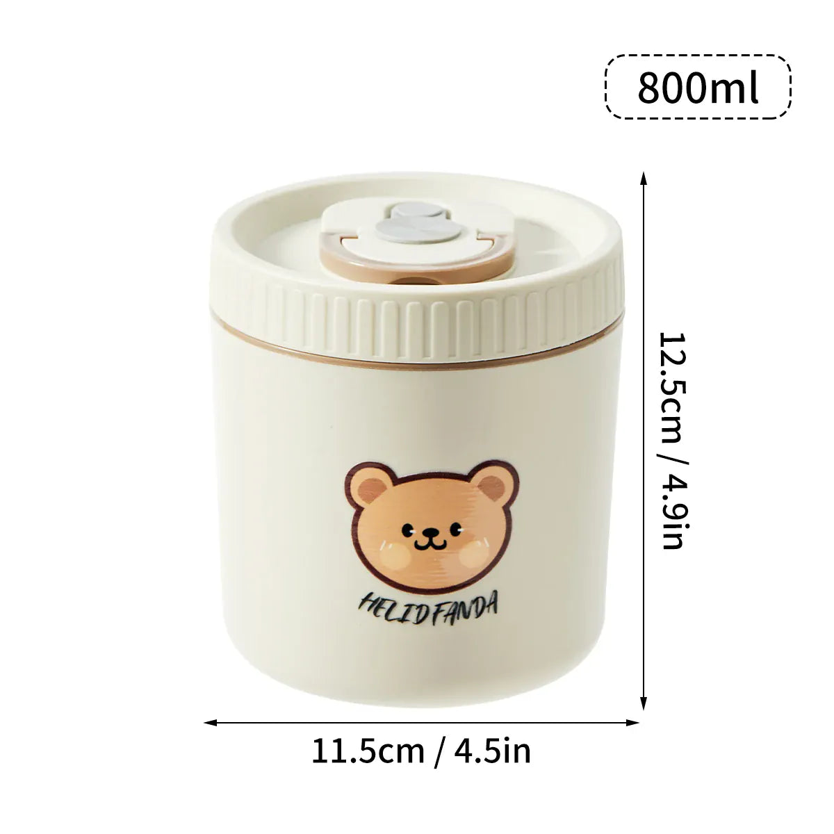 Essentials House Off White 800ml Microwave Sealed 304 Stainless Steel Thermal Bento Lunch Box Large Capacity Cute Insulated