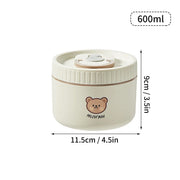 Essentials House Off White 600ml Microwave Sealed 304 Stainless Steel Thermal Bento Lunch Box Large Capacity Cute Insulated