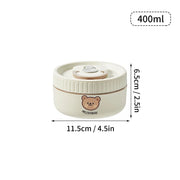 Essentials House Off White 400ml Microwave Sealed 304 Stainless Steel Thermal Bento Lunch Box Large Capacity Cute Insulated