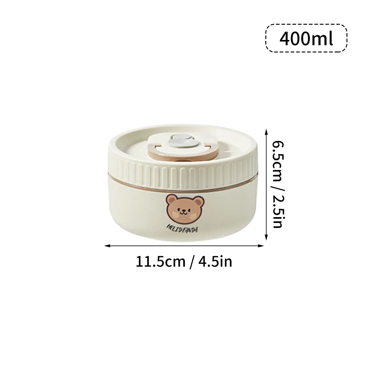 Essentials House Off White 400ml Microwave Sealed 304 Stainless Steel Thermal Bento Lunch Box Large Capacity Cute Insulated