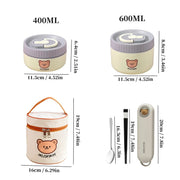 Essentials House Purple 1000ml Microwave Sealed 304 Stainless Steel Thermal Bento Lunch Box Large Capacity Cute Insulated