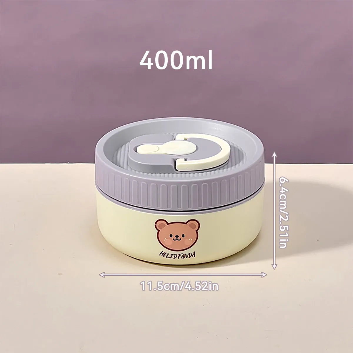 Essentials House Purple 400ml Microwave Sealed 304 Stainless Steel Thermal Bento Lunch Box Large Capacity Cute Insulated Food